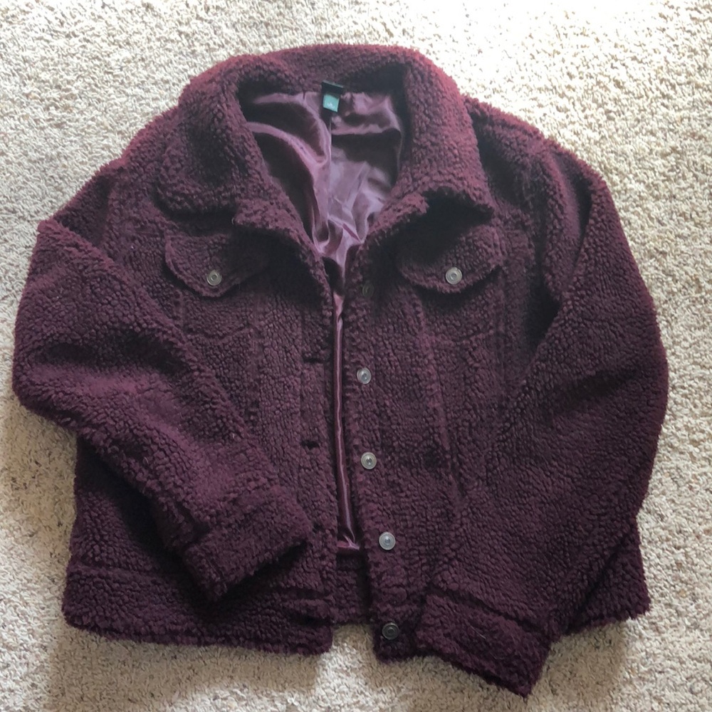 Burgundy Sherpa Jacket